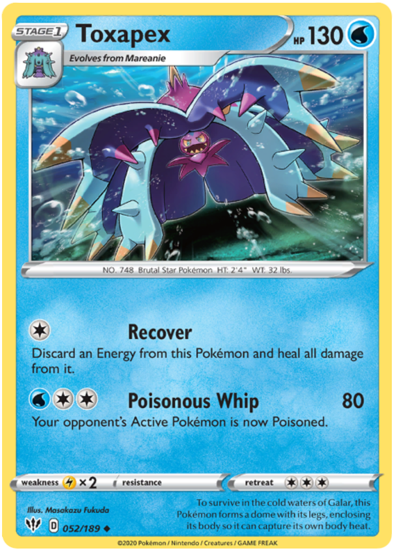 <transcy>Pokemon Card Darkness Alaze 52/189 052/189 Toxapex Gelegentlich</transcy>