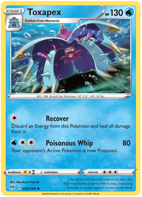 <transcy>Pokemon Card Darkness Ablaze 52/189 052/189 Toxapex Ikke almindelig</transcy>