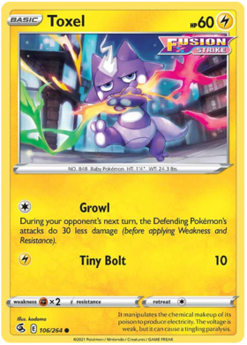 Pokemon Card Fusion Strike 106/264 Toxel Common