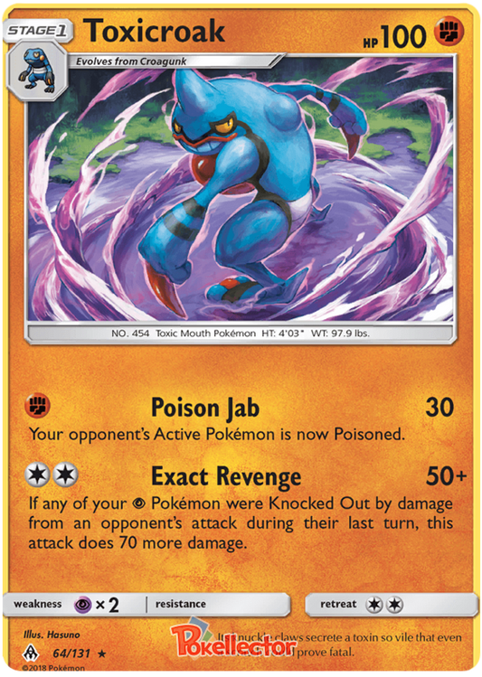 Pokemon Card Forbidden Light 64/131 064/131 Toxicroak Rare *MINT*