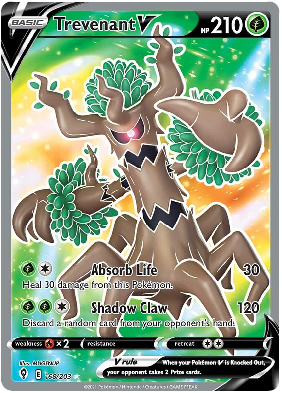 لعبة Pokemon Card Evolution Skies 168/203 168/203 Trevenant V Full Art * M *