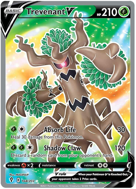 لعبة Pokemon Card Evolution Skies 168/203 168/203 Trevenant V Full Art * M *