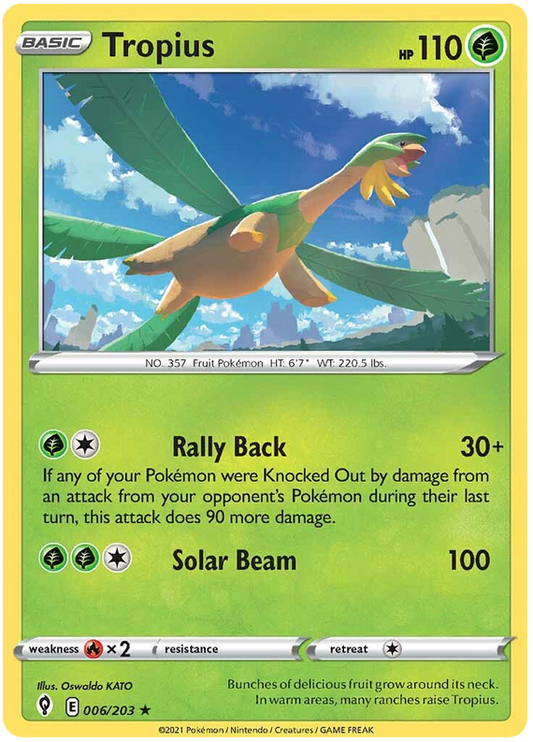 Pokemon Card Evolving Skies 6/203 006/203 Tropius Rare