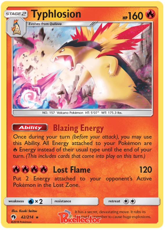 Pokemon Card Lost Thunder 42/214 042/214 Typhlosion Holo Rare *MINT*