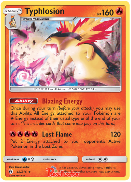 Pokemon Card Lost Thunder 42/214 042/214 Typhlosion Holo Rare *MINT*