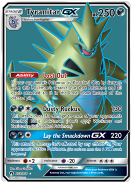 Pokemon Card Lost Thunder 203/214 Tyranitar GX Full Art *MINT*
