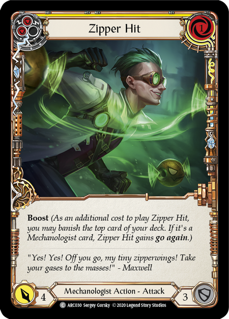 Flesh and Blood Arcane Rising Unlimited C ARC030 Zipper Hit (Yellow) Standard