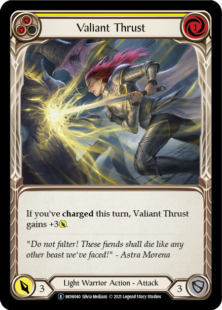 Flesh and Blood Monarch Unlimited R MON040 Valiant Thrust (Yellow) Standard