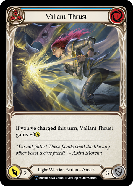 Flesh and Blood Monarch Unlimited R MON041 Valiant Thrust (Blue) Standard