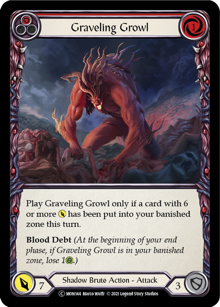 Flesh and Blood Monarch Unlimited C MON144 Graveling Growl (Red) Rainbow