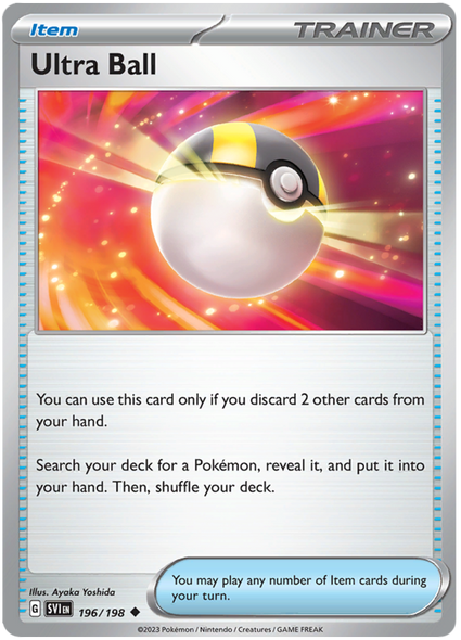 Pokemon Card Scarlet & Violet 196/198 Ultra Ball Item Uncommon *MINT*