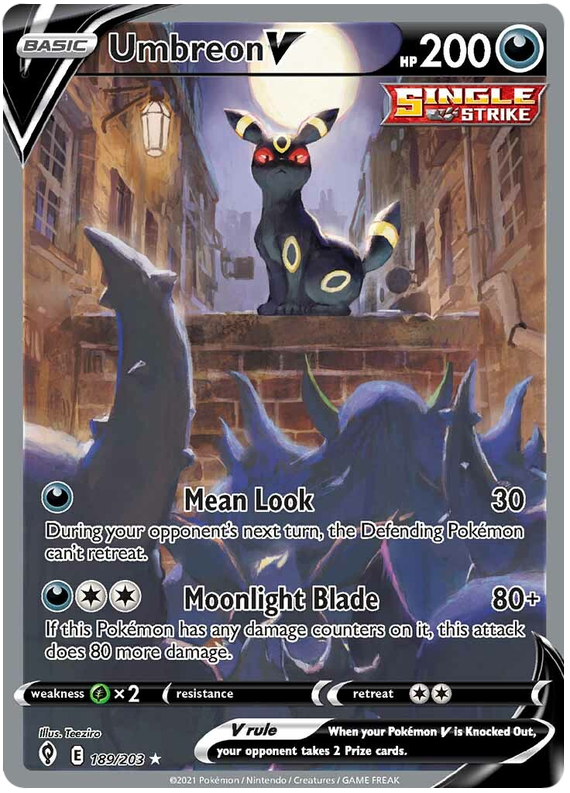 (S) Pokemon Card Evolving Skies 189/203 189/203 Umbreon V Full Art *M*