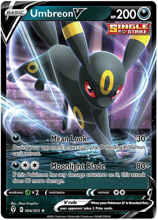 精灵宝可梦卡片进化天空 94/203 094/203 Umbreon V 超稀有 *M*