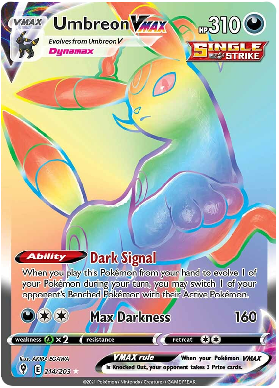 <transcy>لعبة Pokemon Card Evolution Skies 214/203 214/203 Umbreon VMAX Hyper Rare</transcy>