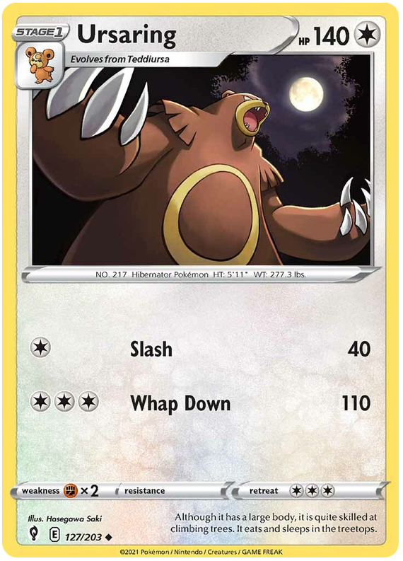 <transcy>Pokemon Card Evolving Skies 127/203 127/203 Ursaring Ungewöhnlich</transcy>