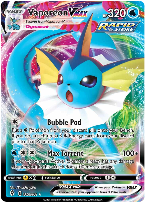 Pokemon Card Evolving Skies 30/203 030/203 Vaporeon VMAX Ultra Rare *M*