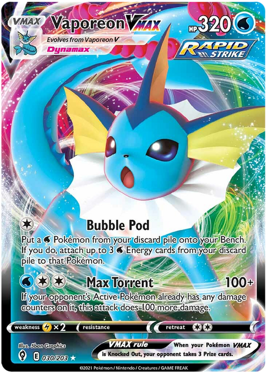 Pokemon Card Evolving Skies 30/203 030/203 Vaporeon VMAX Ultra Rare *M*