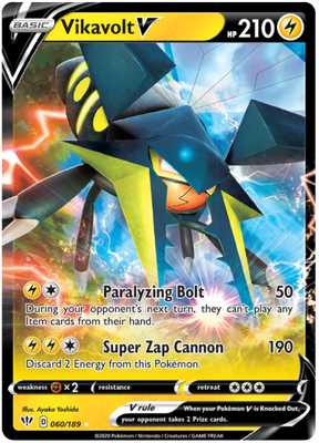 <transcy>Pokemon Card Darkness Alaze 60/189 060/189 Vikavolt V Ultra Rare</transcy>