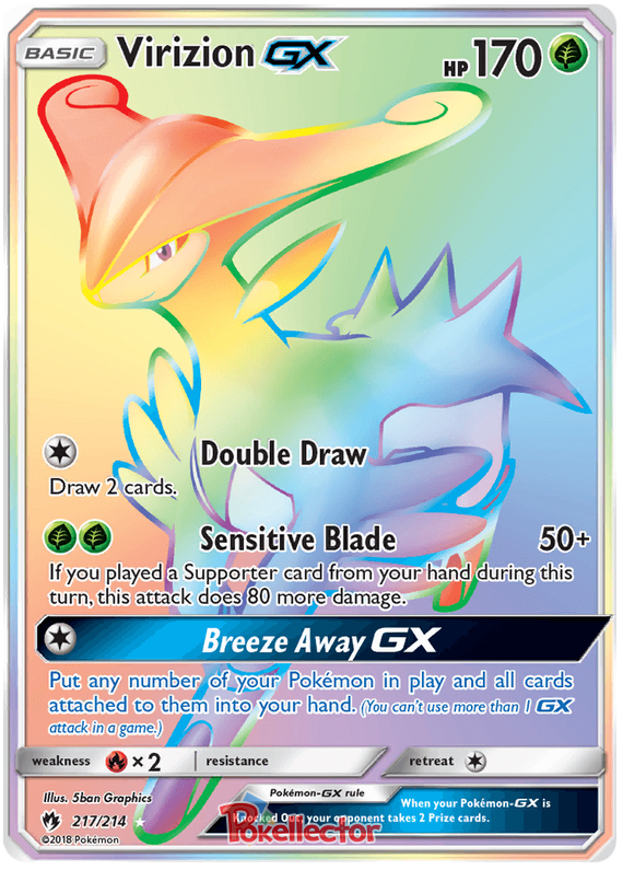 Pokemon Card Lost Thunder 217/214 Virizion GX Hyper Rare *MINT*