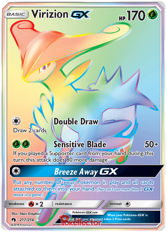 Pokemon Card Lost Thunder 217/214 Virizion GX Hyper Rare *MINT*