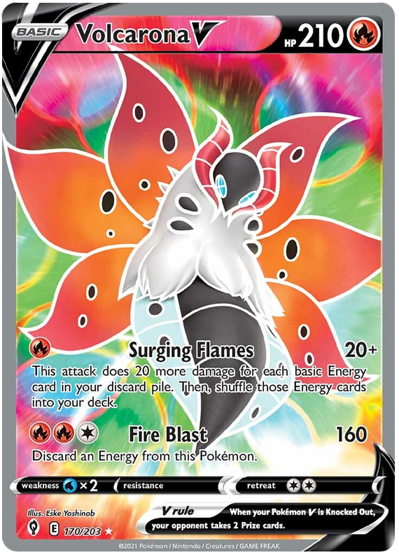 Pokemon Card Evolving Skies 170/203 170/203 Volcarona V Full Art *M*