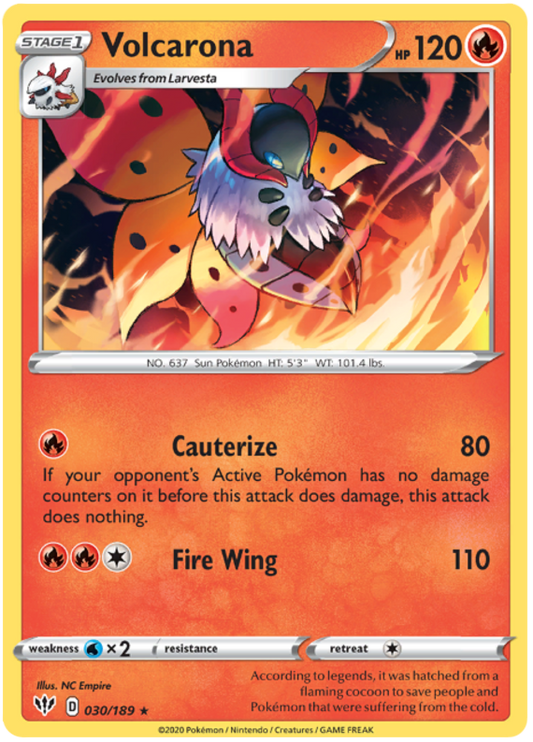 Pokemon Card Darkness Ablaze 30/189 030/189 Volcarona Rare