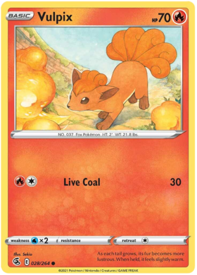 Pokemon Card Fusion Strike 028/264 28/264 Vulpix Common