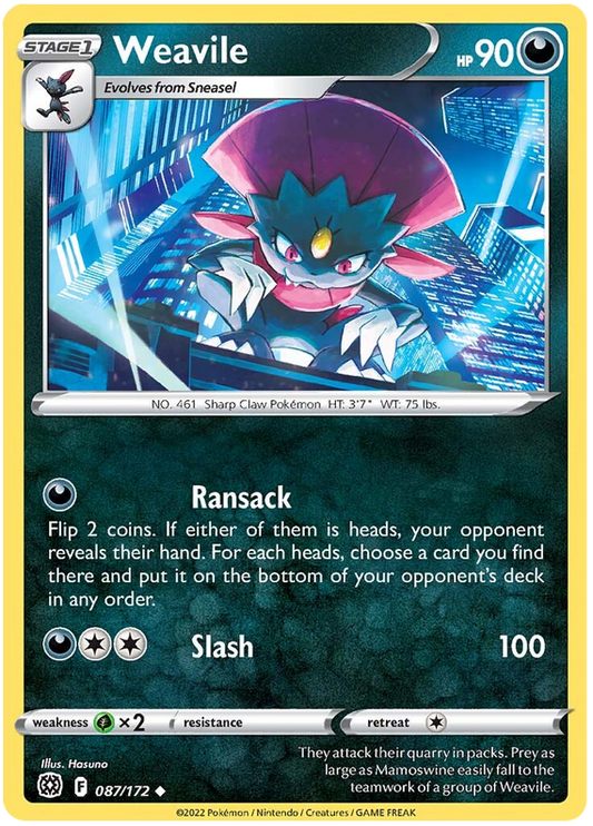 Pokemon Card Brilliant Stars 087/172 87/172 Weavile Uncommon