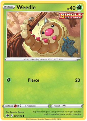 <transcy>Pokemon Card Chilling Reign 001/198 Weedle Common</transcy>