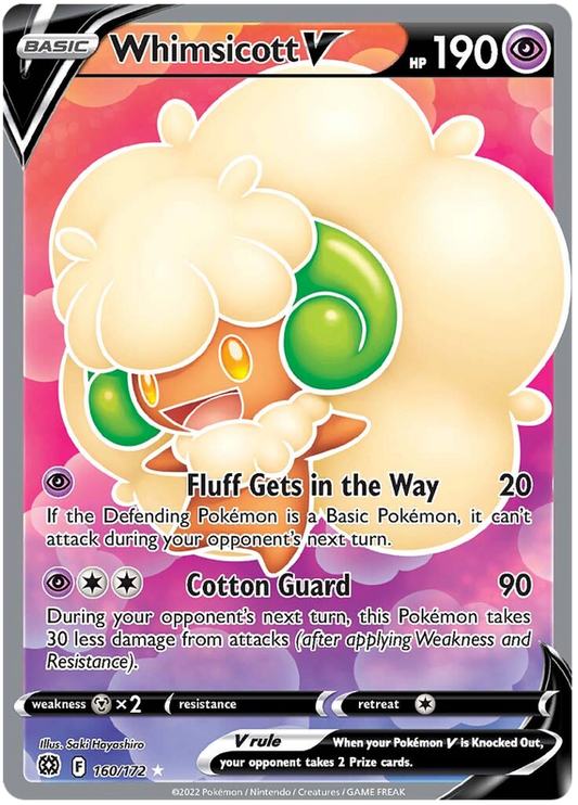 Pokemon Card Brilliant Stars 160/172 Whimsicott V Full Art *M*