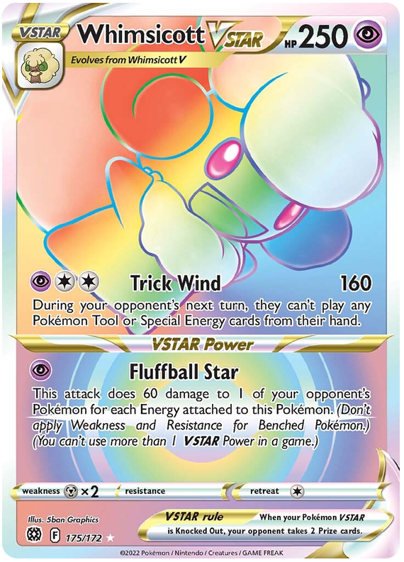 Pokemon Card Brilliant Stars 175/172 Whimsicott VSTAR Rainbow Rare