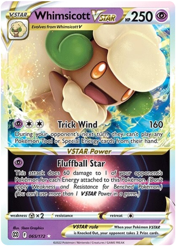 بطاقة بوكيمون بريليانت ستارز 065/172 65/172 Whimsicott VSTAR Ultra Rare *M*