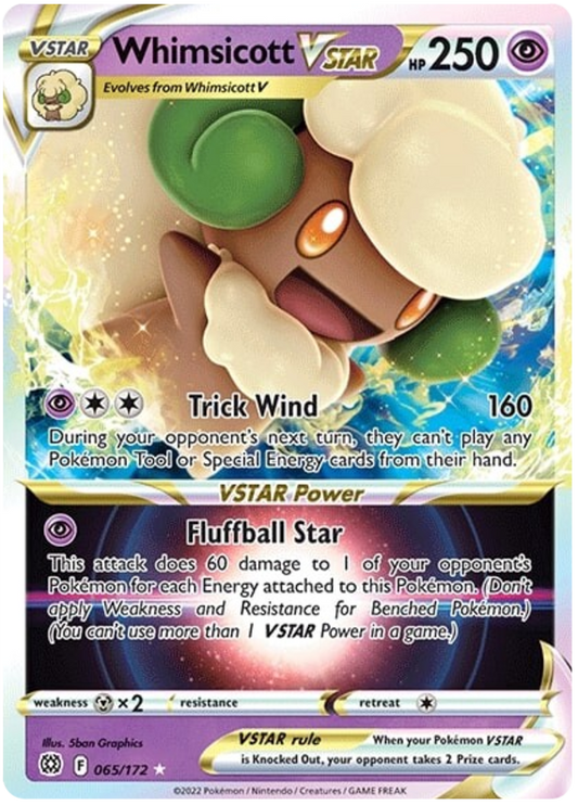 بطاقة بوكيمون بريليانت ستارز 065/172 65/172 Whimsicott VSTAR Ultra Rare *M*