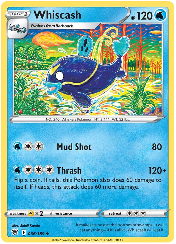 Pokemon Card Astral Radiance 36/189 036/189 Whiscash Uncommon