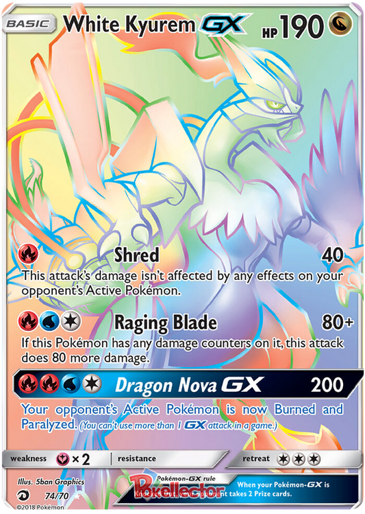 Pokemon Card Dragon Majesty 74/070 074/070 White Kyurem GX Secret Rare