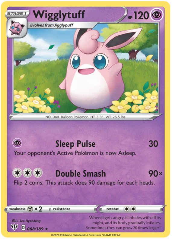 Pokemon Card Darkness Ablaze 68/189 068/189 Wigglytuff Rare