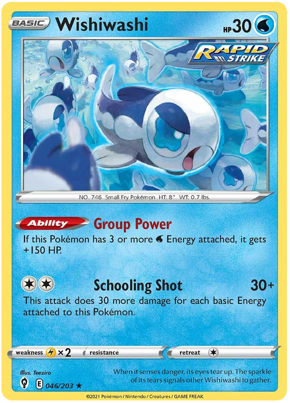 Pokemon Card Evolving Skies 46/203 046/203 Wishiwashi Rare