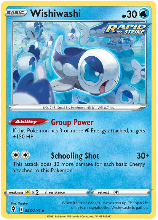 Pokemon Card Evolving Skies 46/203 046/203 Wishiwashi Rare