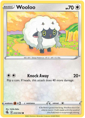 Pokemon Card Fusion Strike 222/264 Wooloo Common