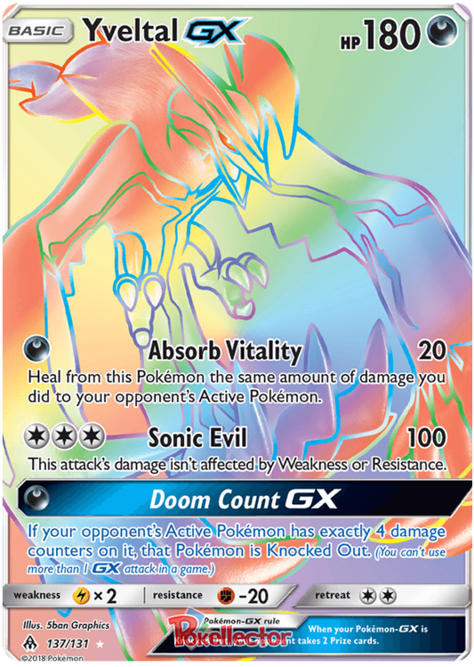 Pokemon Card Forbidden Light 137/131 Yveltal GX Hyper Rare *MINT*