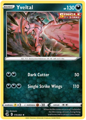 Pokemon Card Fusion Strike 175/264 Yveltal Rare