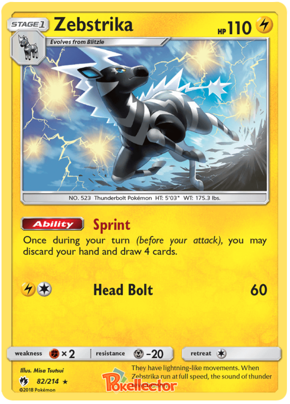 Pokemon Card Lost Thunder 82/214 082/214 Zebstrika Rare *MINT*