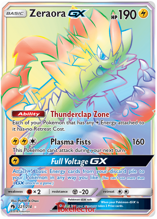 Pokemon Card Lost Thunder 221/214 Zeraora GX Hyper Rare *MINT*