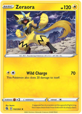 Pokemon Card Fusion Strike 102/264 Zeraora Selten