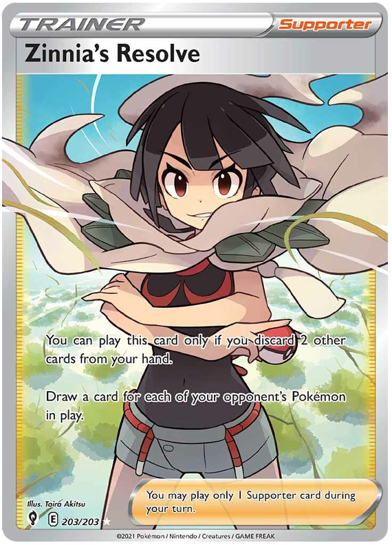 (S) Pokemon Card Evolving Skies 203/203 203/203 Zinnia's Resolve Supporter Full Art *M*