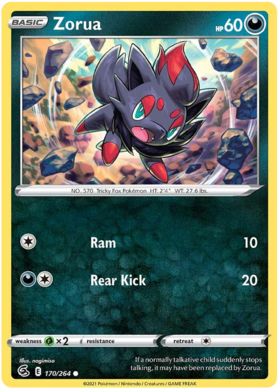 Pokemon Card Fusion Strike 170/264 Zorua Common