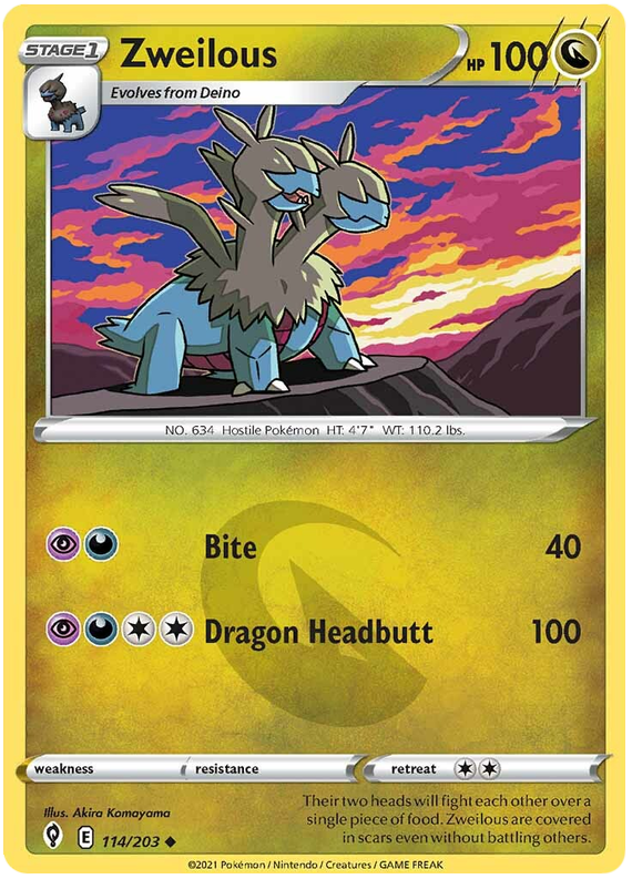 Pokemon Card Evolving Skies 114/203 114/203 Zweilous Uncommon