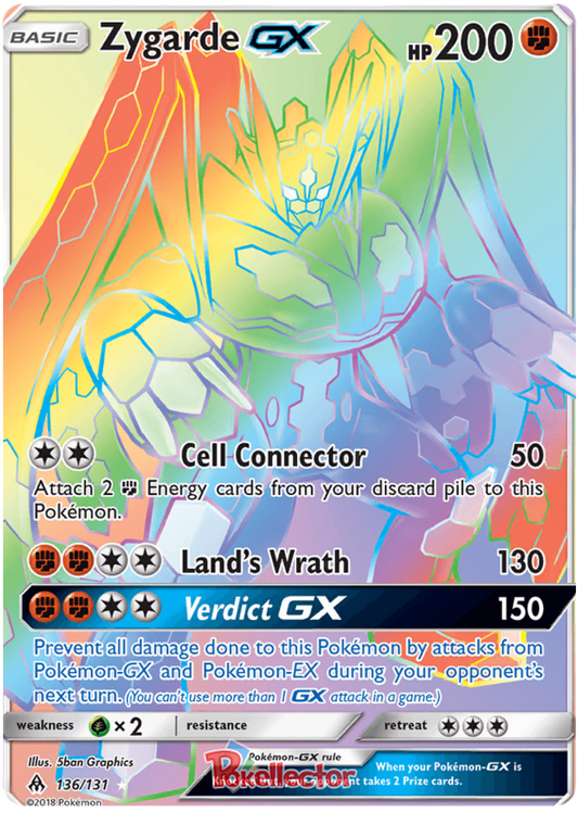 Pokemon Card Forbidden Light 136/131 Zygarde GX Hyper Rare *MINT*