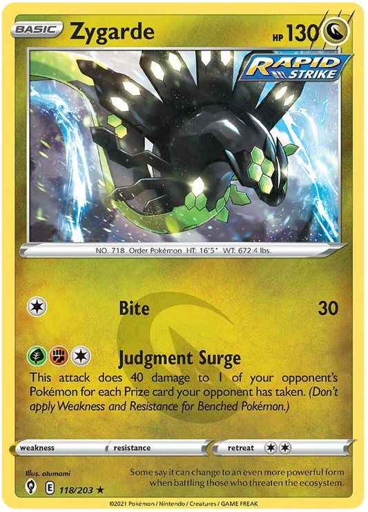 Pokemon Card Evolving Skies 118/203 118/203 Zygarde Holo Rare