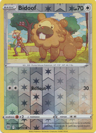 Pokemon Card Brilliant Stars 120/172 Bidoof Reverse Holo Common